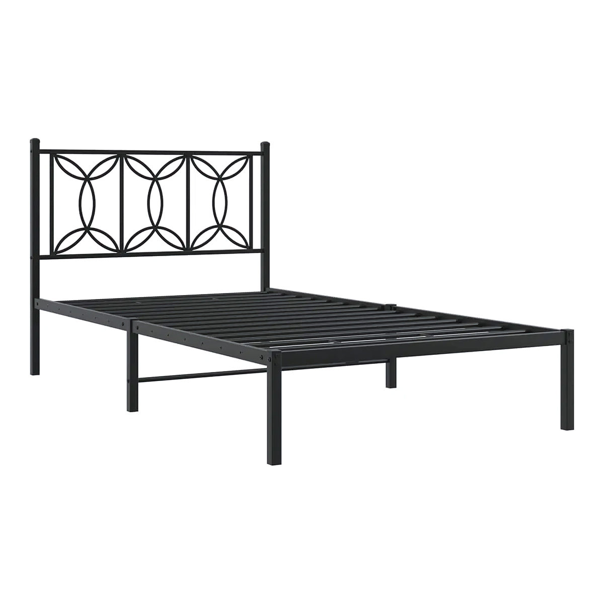 Metal Twin Bed Frame with Headboard, Bedroom Platform 39.4"x78.7", Steel Slat Support