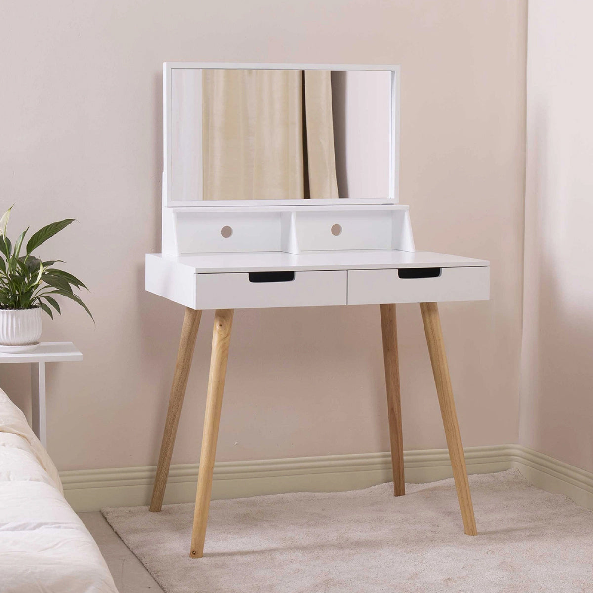 Makeup Vanity Set with Mirror, Bedroom Dresser Table, White Vanity Desk