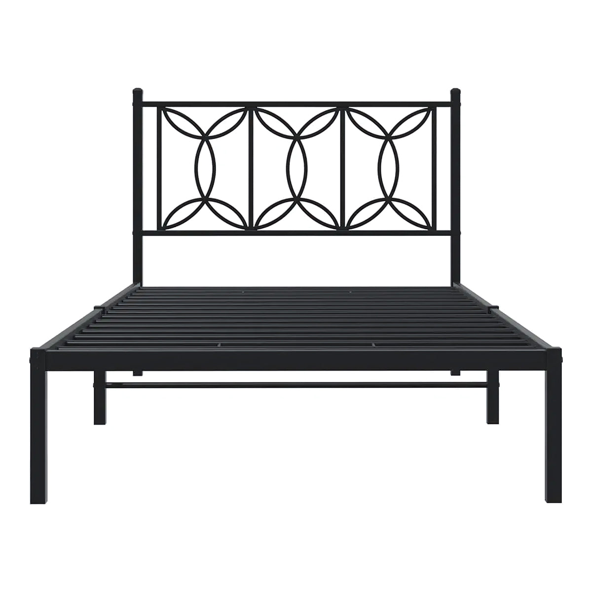 Metal Twin Bed Frame with Headboard, Bedroom Platform 39.4"x78.7", Steel Slat Support