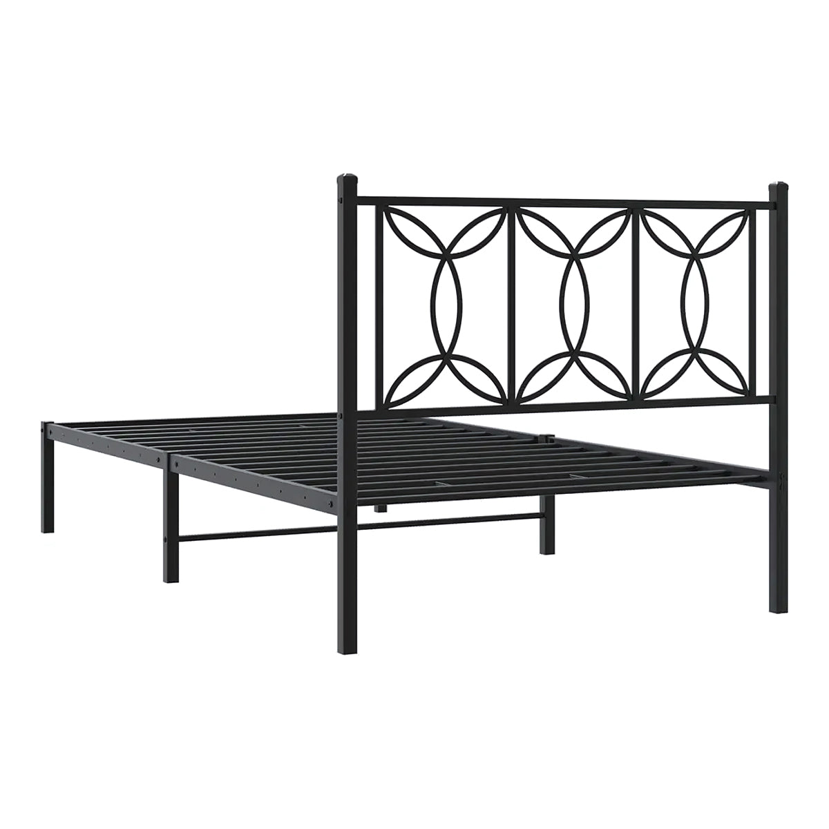 Metal Twin Bed Frame with Headboard, Bedroom Platform 39.4"x78.7", Steel Slat Support